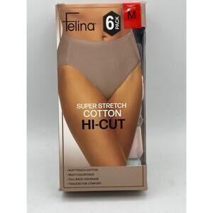 Felina Super Stretch Cotton Hi-Cut Underwear 6 Pack Medium
